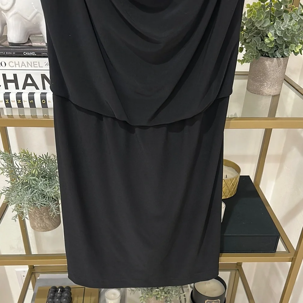 WHBM Draped Black Mini Dress